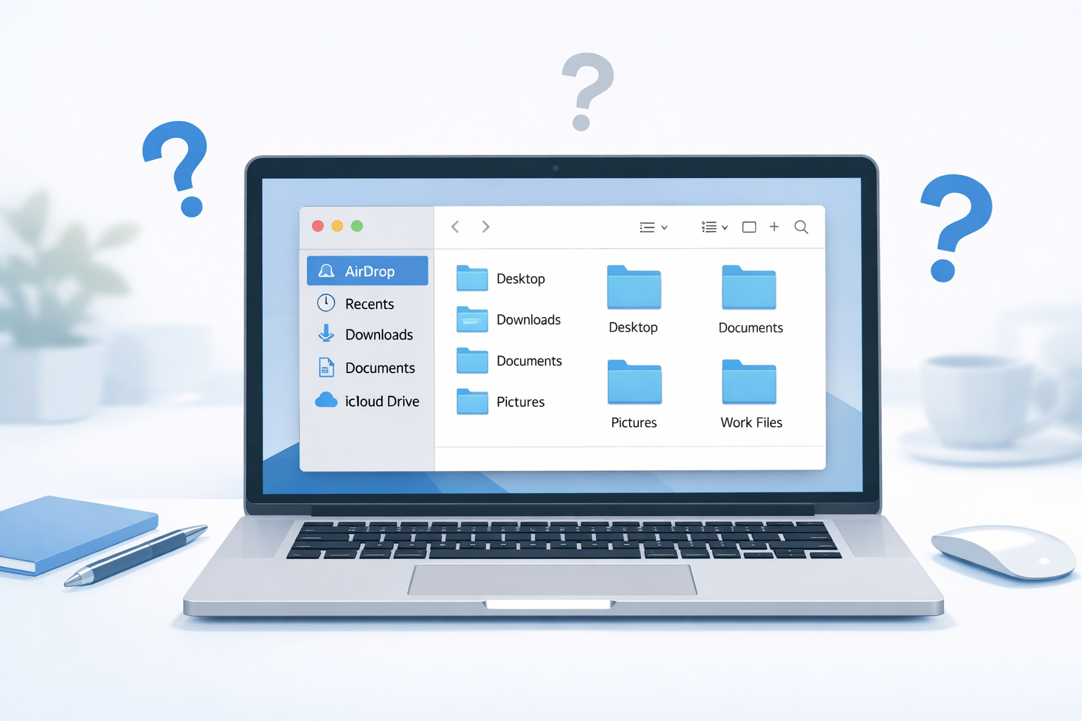 MacのFinderで保存先に迷いやすい状況を表したアイキャッチ画像